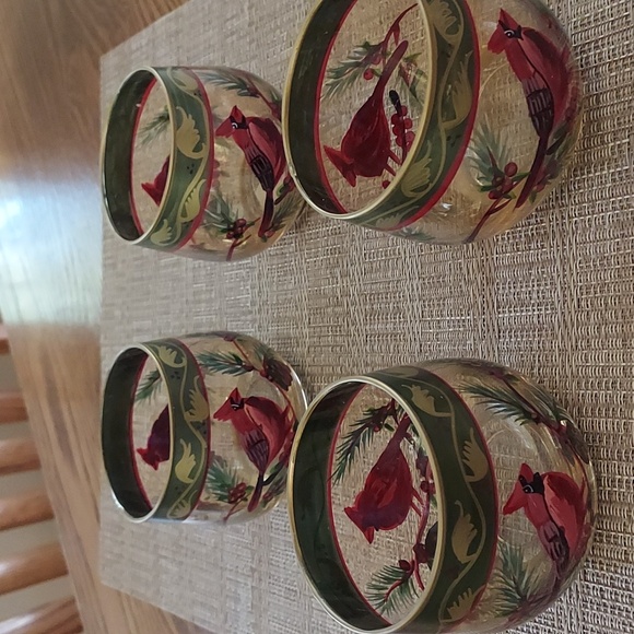 Votive cups 4 piece cardinal spruce design - Picture 2 of 6